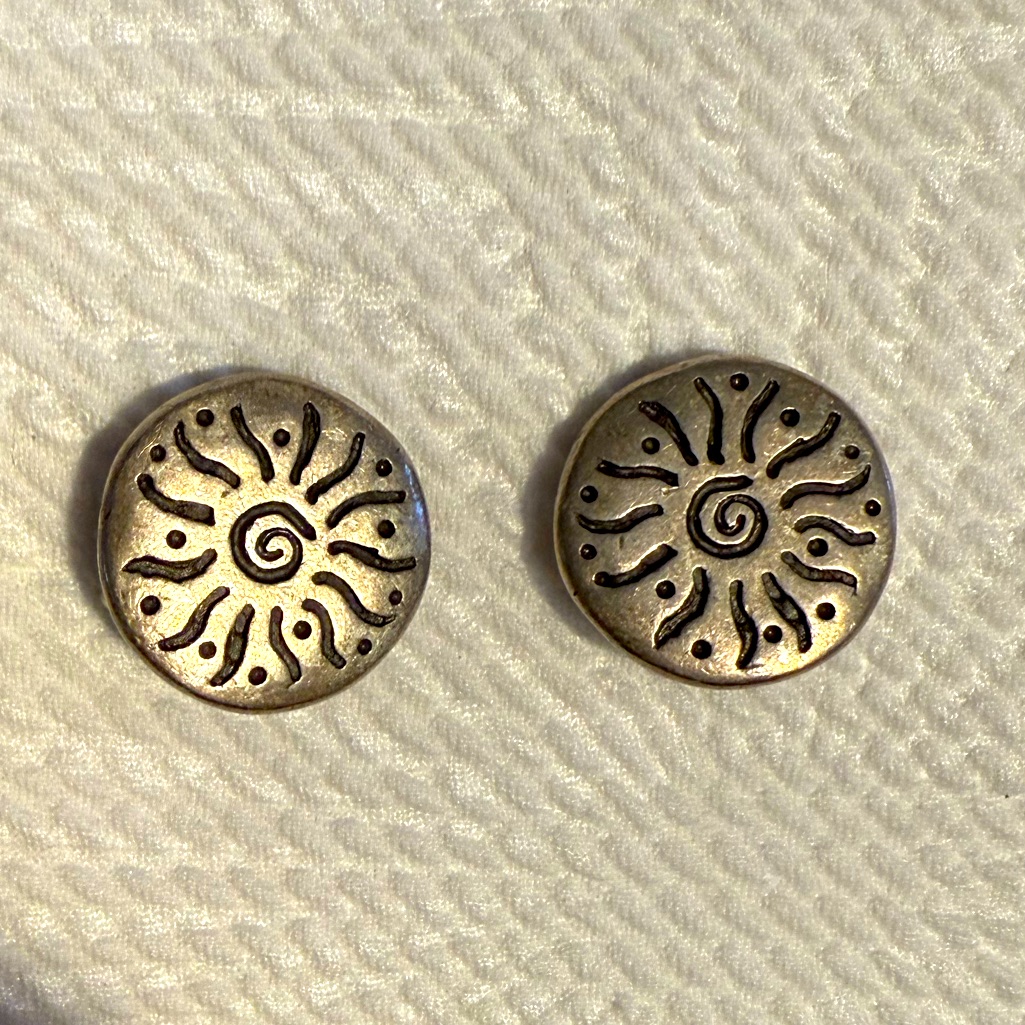 Vintage Sterling Silver Navajo Round Chunky Sunburst Clip On Earrings 35$